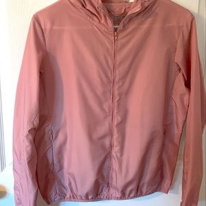 Pink wind breaker.